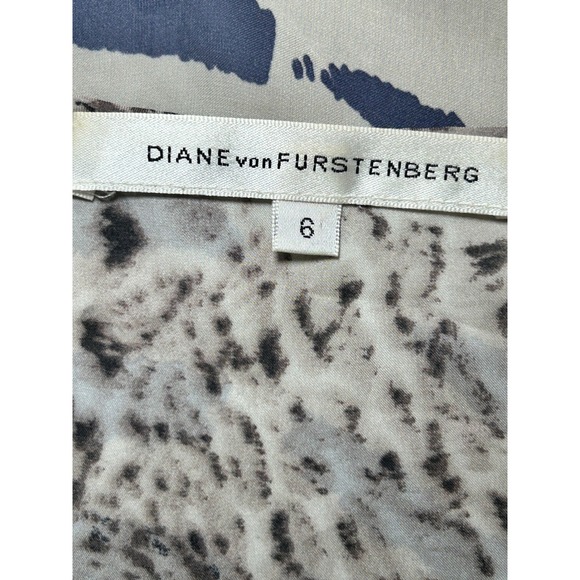 Diane von Furstenberg DVF Dress Size‎ 6 Y2K Blue Zebra Leopard Print Silk - Picture 7 of 10